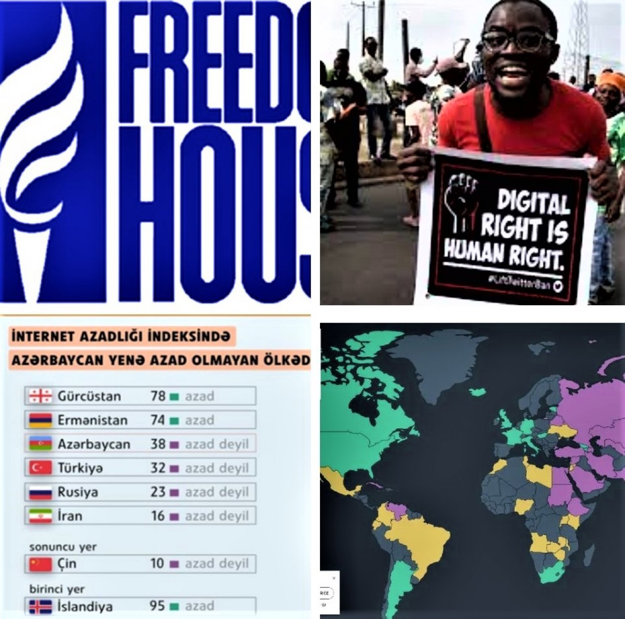 “Freedom House” Azərbaycanı “İnternet Azadlığı İndeksi”nə görə qeyri-azad ölkə sayır, bəs digərləri nə düşünür?