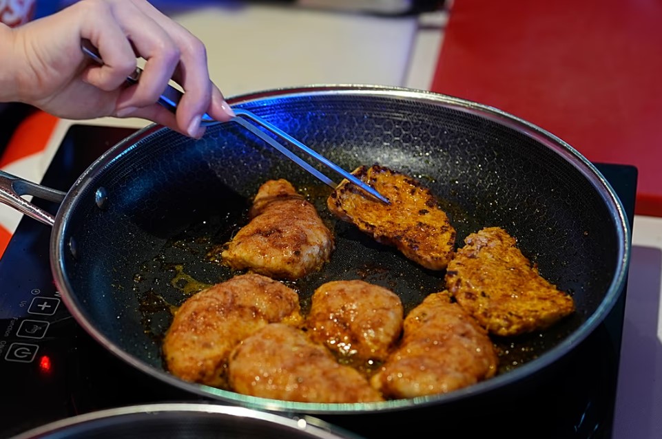 FILE - Cultivated chicken at a pop-up tasting for