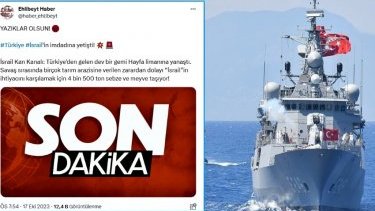 Türkiye Israil'e bir gemi dolusu meyve ve sebze gonderdi mi?!